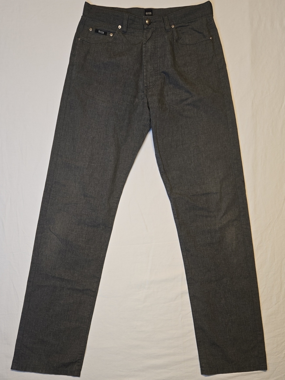Hugo Boss Montana Gray Polyester Cotton Blend Straight Leg Casual Pants Vintage